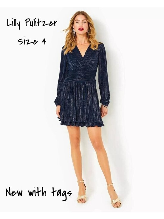 Lilly Pulitzer Dresses & Skirts - Lilly Pulitzer Jessamie Navy Blue Long Sleeve Mini Dress Size 4 - New Tags